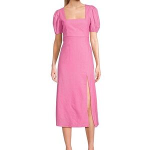 NWT Gianni Bini Pink Midi Dress with Puff Sleeves